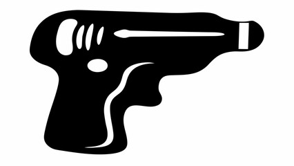 Silhouette of a black handgun with a visible handle and trigger on a white background vector image