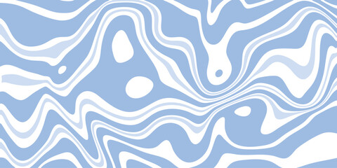 Abstract wavy background in blue and white colors. Modern fluid pattern with curved lines and organic shapes. Minimal vector design for prints, packaging, and web decor.