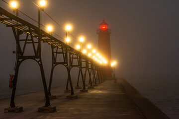 Grand Haven South Pierhead at night