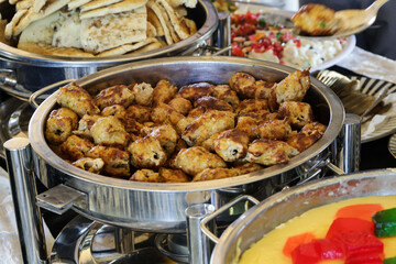 Golden Brown Cooked Meatballs or Sausage Balls in Serving Dish