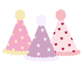 Cute colorful party hats. birthday  illustration