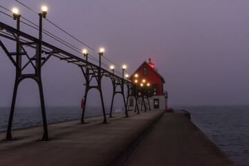 Grand Haven South Pierhead at night