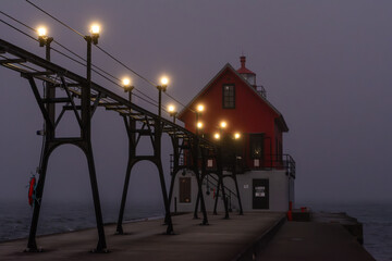 Grand Haven South Pierhead at night