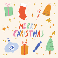 set of christmas icons, vector