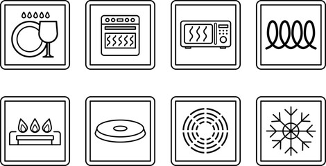 Cookware Signs. Kitchenware Labels. Safe for: Dishwasher, Oven, Microwave, Induction, Gas, Electric, Ceramic, and Freezer