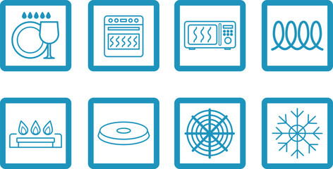 Colored Cookware Signs. Kitchenware Labels. Safe for: Dishwasher, Oven, Microwave, Induction, Gas, Electric, Ceramic, and Freezer