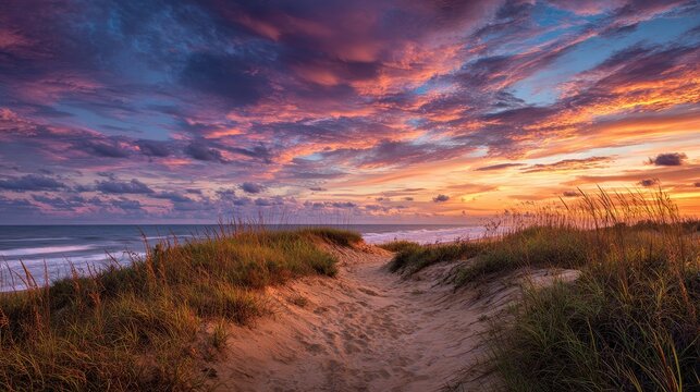 Sunset at Jockeys Ridge - Captivating Dune Landscape in Nags Head, North Carolina