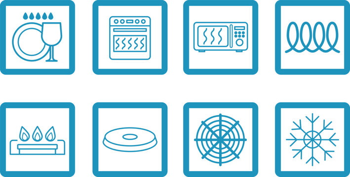 Colored Cookware Signs. Kitchenware Labels. Safe for: Dishwasher, Oven, Microwave, Induction, Gas, Electric, Ceramic, and Freezer