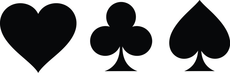 Playing card suits vector. Heart, diamond, club, and spade minimalist casino icons
