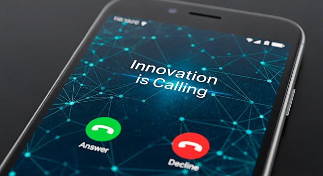 Smartphone screen display with message innovation calling.