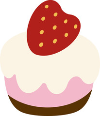 strawberry fruit cream cake dessert vector cartoon illustration