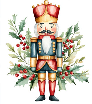 watercolor nutcracker christmas decor clip art preview