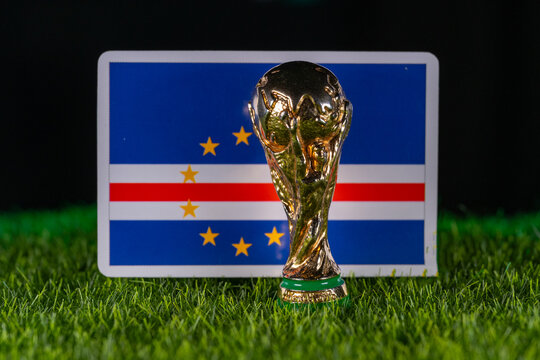 November 4, 2025, United States. FIFA World Cup on the background of the Cape Verdean flag. Cape Verde.