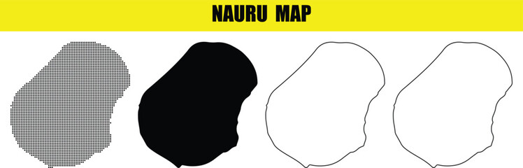 Hand made Nauru map set with grey black and outline versions vector illustration for geographic and infographic design By Adobe Illustrator