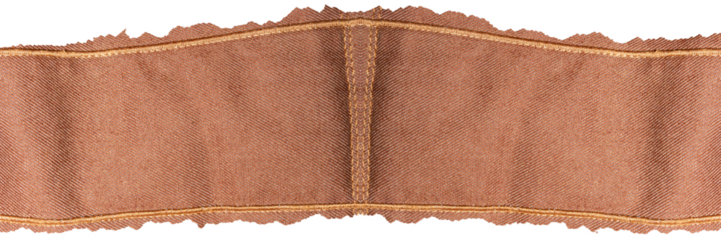 Ripped Brown Fabric Material with Stitch Line Texture and Rough Edges