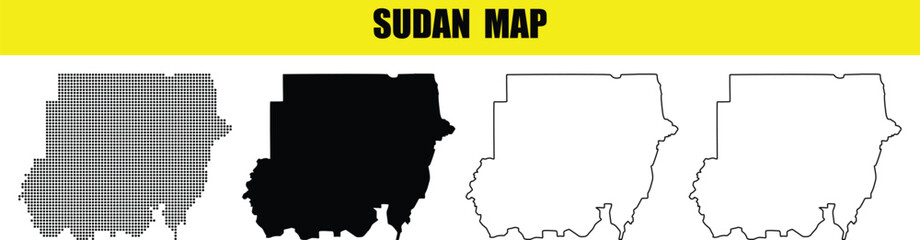 Hand made Simple vector map of Sudan with different styles for infographic and design element By Adobe Illustrator