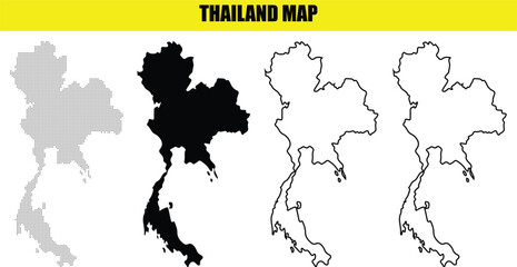 Obraz premium Hand made Thailand map vector illustration in black and white for infographic and geographic design projects By Adobe Illustrator