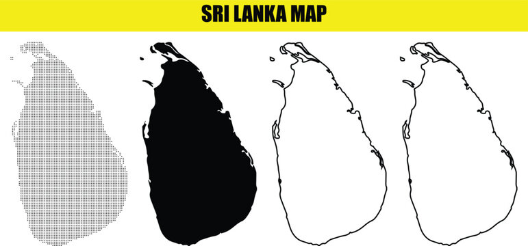 Hand made Sri Lanka map outline in different styles vector illustration for infographic and design element By Adobe Illustrator