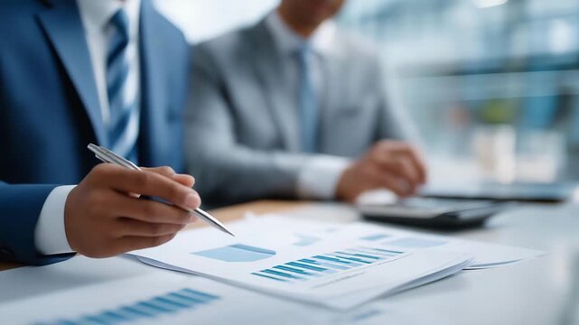 Financial auditors reviewing compliance protocol during professional evaluation, symbolizing corporate responsibility, accountability, and international regulatory standards in modern business.