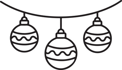 Festive christmas ornaments line art design with holiday colors