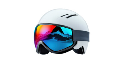 Ski Helmet with Visor and Mountain Reflection