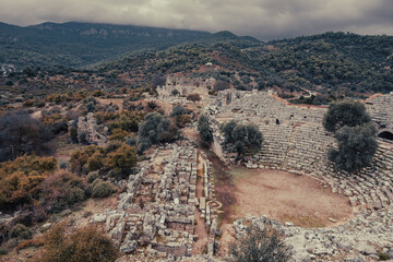 Kaunos (Carian: Kbid Lycian: Xbide Ancient Greek: Καῦνος; Latin: Caunus) ancient city was a city of ancient Caria and in Anatolia, a few kilometres west of the modern town of Dalyan. Amphitheatre area