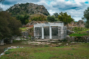 Kaunos (Carian: Kbid Lycian: Xbide Ancient Greek: Καῦνος; Latin: Caunus) ancient city was a city of ancient Caria and in Anatolia, a few kilometres west of the modern town of Dalyan. Amphitheatre area