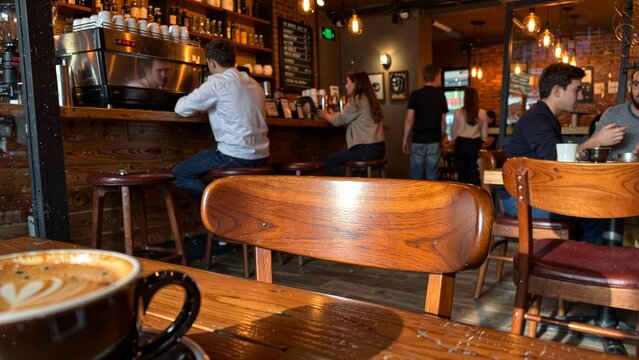 Casual Dining Experience, Friends Gathering, Indoor Restaurant, Warm Atmosphere, Social Interaction - Powered by Adobe