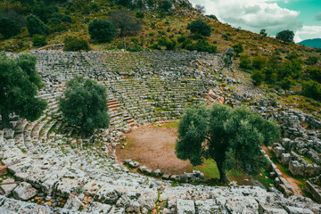 Kaunos (Carian: Kbid Lycian: Xbide Ancient Greek: Καῦνος; Latin: Caunus) ancient city was a city of ancient Caria and in Anatolia, a few kilometres west of the modern town of Dalyan. Amphitheatre area