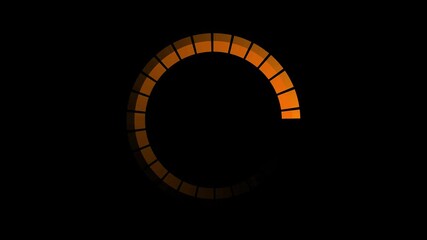 Orange circle digital tech cyberspace interface loader with rotation speedtest animation on black background - Powered by Adobe