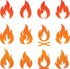 Collection of fire Flame Icons and Symbols