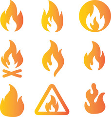 Collection of fire Flame Icons and Symbols