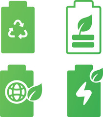 Green Energy and Sustainable Battery Icons Collection
