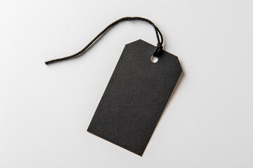 Simple Black Tag With a String Ready to Be Used for Labeling or Branding Purposes