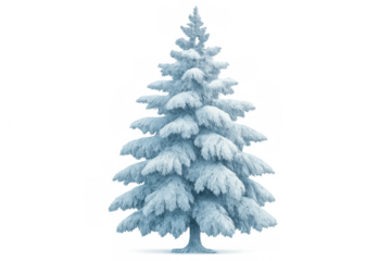 White snowy christmas tree on transparent background preparing for winter holiday decorations and celebration