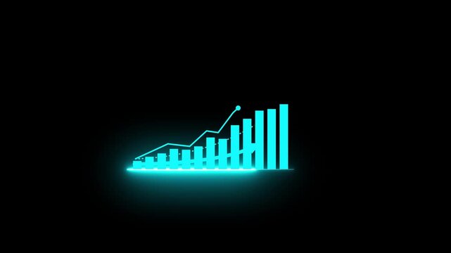 Finance business graph chart with up arrow . Business managements, diagrams showing a steady increase in profits, growing charts. Business digital trend. Motion graphics of business growth concept.