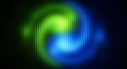 Green and Blue Glass Fusion Spiral Abstract Energy Swirl Design