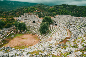 Kaunos (Carian: Kbid Lycian: Xbide Ancient Greek: Καῦνος; Latin: Caunus) ancient city was a city of ancient Caria and in Anatolia, a few kilometres west of the modern town of Dalyan. Amphitheatre area