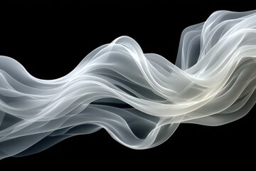 Captivating, Dynamic Gradient Ribbon of Light Floating Mysteriously with Fluid Waves of White Energy