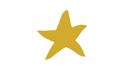 Transparent Hand-drawn Gold Star Illustration on White Background: Simple, Abstract, Icon, Award, Achievement, Decoration, Celebration Graphic Element