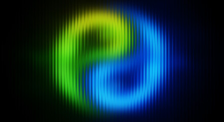 Green and Blue Glass Fusion Spiral Abstract Energy Swirl Design