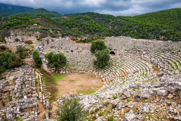 Kaunos (Carian: Kbid Lycian: Xbide Ancient Greek: Καῦνος; Latin: Caunus) ancient city was a city of ancient Caria and in Anatolia, a few kilometres west of the modern town of Dalyan. Amphitheatre area