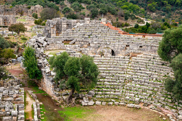 Kaunos (Carian: Kbid Lycian: Xbide Ancient Greek: Καῦνος; Latin: Caunus) ancient city was a city of ancient Caria and in Anatolia, a few kilometres west of the modern town of Dalyan. Amphitheatre area