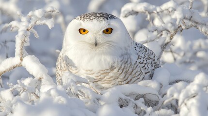 Snowy Owl Perched Elegantly on a Snowy Landscape, Showcasing the Beauty of Nature s Arctic Hunter