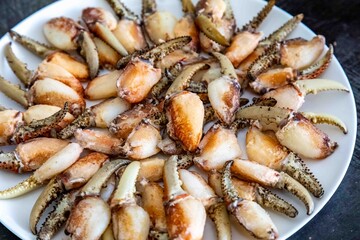 Appetizing Plate of Freshly Cooked Crab Claws