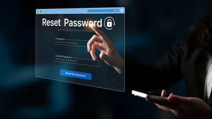 A web browser interface for the password reset function. This form allows a user to recover their account by entering and confirming a new, secure password for access. Fermion