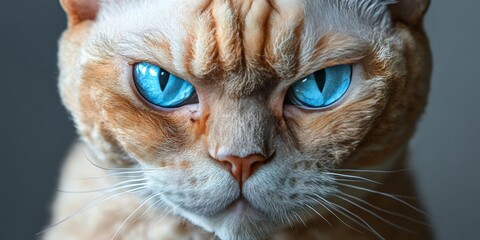 Close-Up of a Charming Orange Devon Rex Cat with Expressive Blue Eyes and Unique Curly Coat