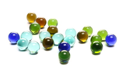 colorful marble isolated on white background, side view