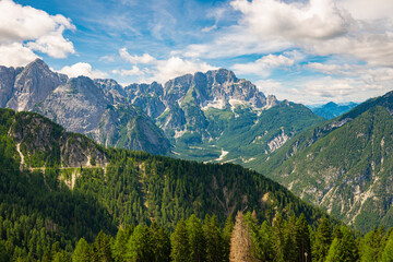 Scenic view of the mountain Jôf di Montasio, southwest of Tarvisio in the Julian Alps, Italy
