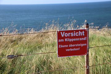 Warnschild auf Helgoland